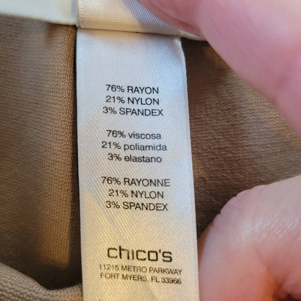 Chico's Ankle Pants Women's 2/L Camel Ponte Pull On Classic Old Money Heritage - Picture 6 of 9